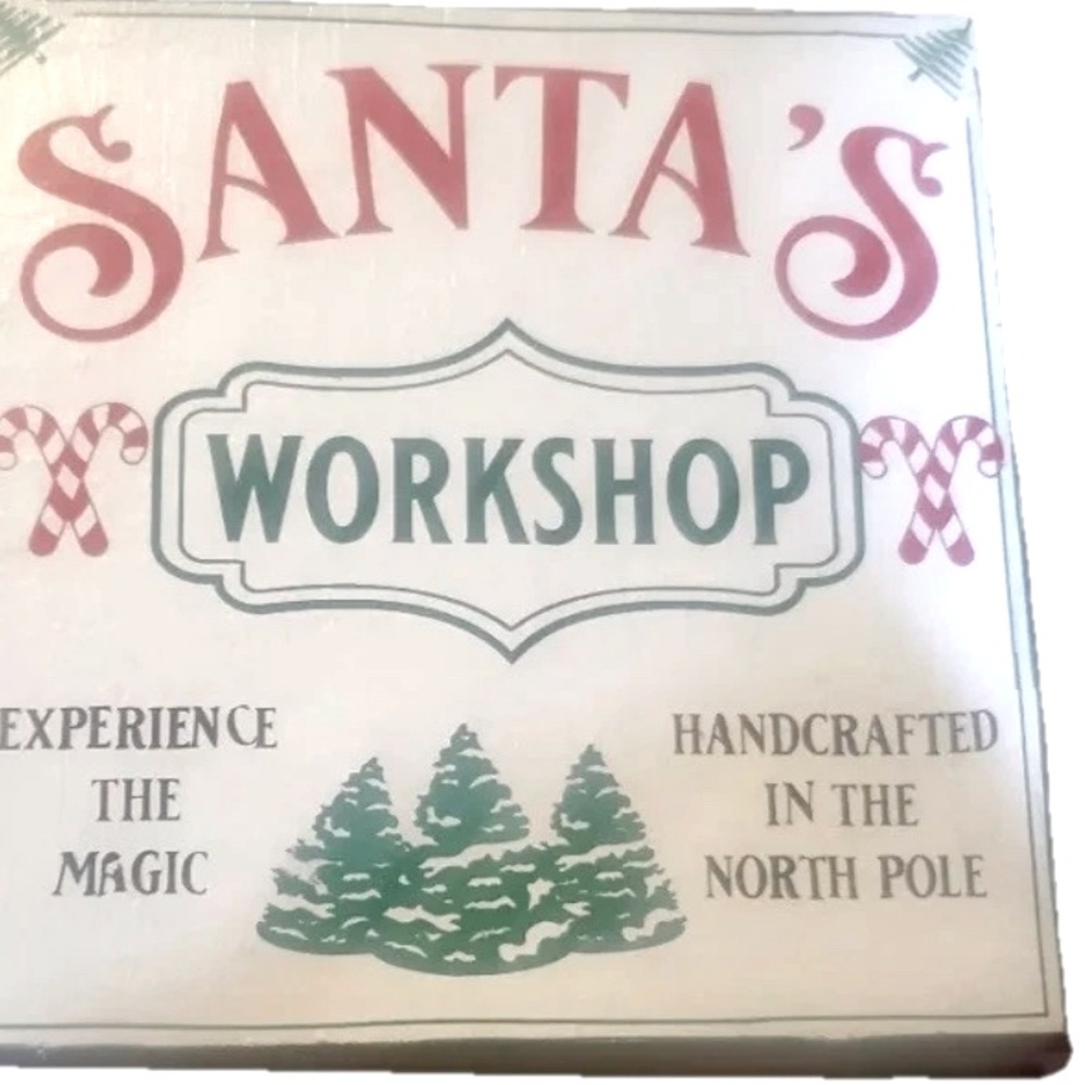 🔥🏷️Small Square Sign Santas Workshop Holiday Christmas